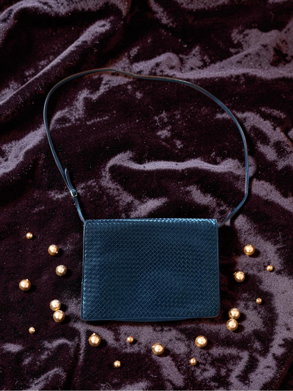 Vintage Fendi Shoulder Crossbody Bag - Black - Woven Leather - Snap Closure !! - Picture 4 of 14
